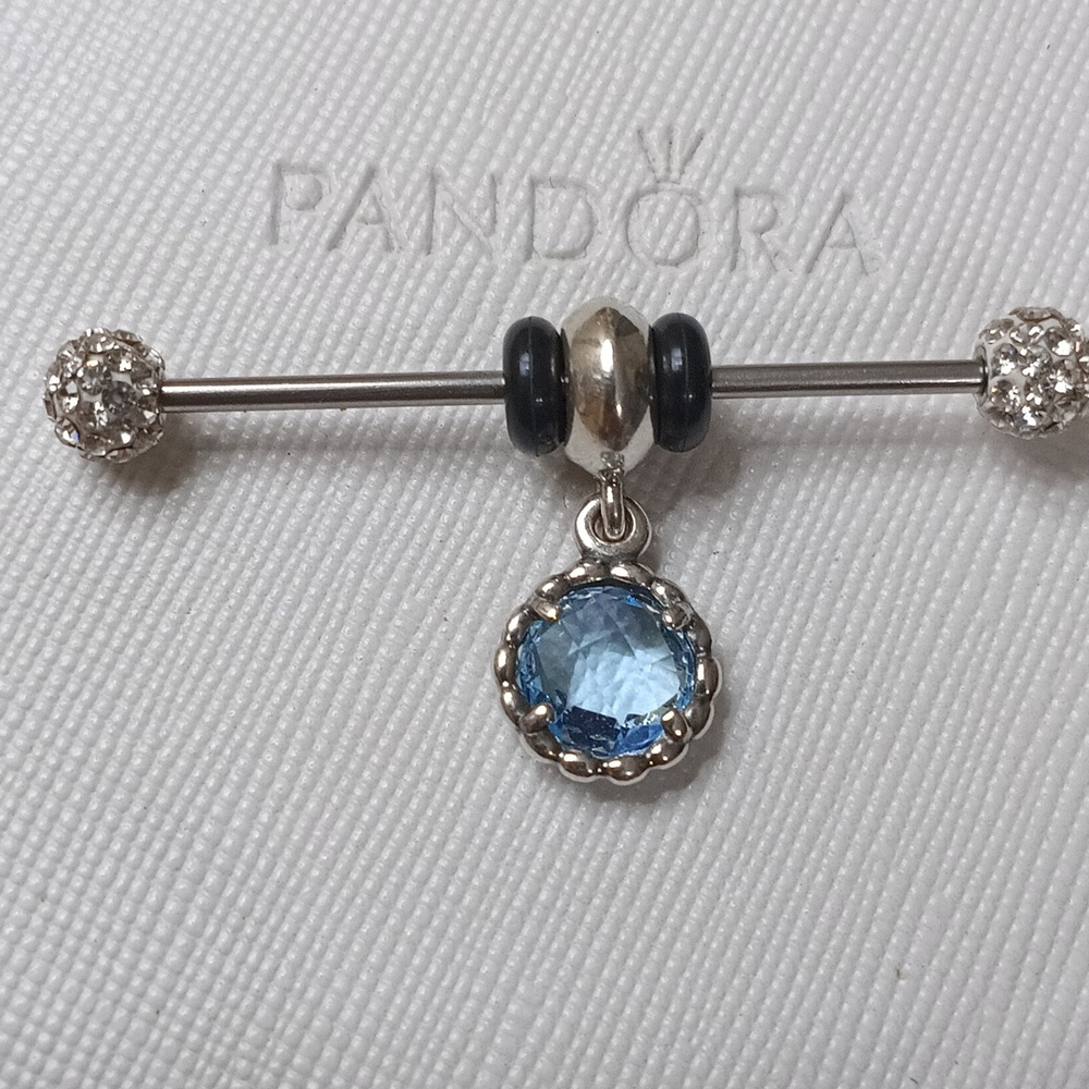 Pandora Blue TopazVintage Silver Cool Breeze Dangle Charm (2 Listed Separately)